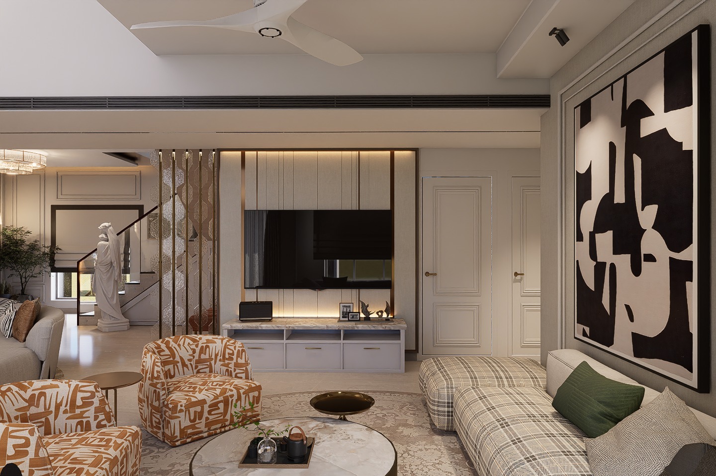 Elegant living room interior designed by Jilani Interiors
